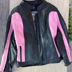 Pink & Black Vintage BILT Leather Motorcycle Jacket